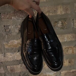 Franco Sarto Black Leather Loafers